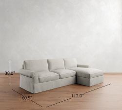 PB Comfort Roll Arm Slipcovered Chaise Sleeper Sectional (112")