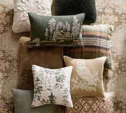 Snow Owl Embroidered Pillow