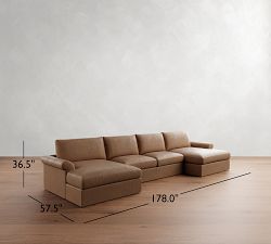 Westwood Roll Arm Leather Double Chaise Sectional (178"&ndash;191")