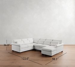 York Roll Arm Deep Seat 4-Piece Chaise Sectional (122")