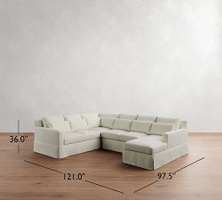 York Square Arm Deep Seat Slipcovered 4-Piece Chaise Sectional (121")