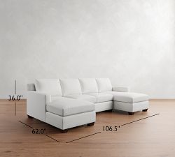 York Square Arm Double Chaise Sectional (107"&ndash;127")