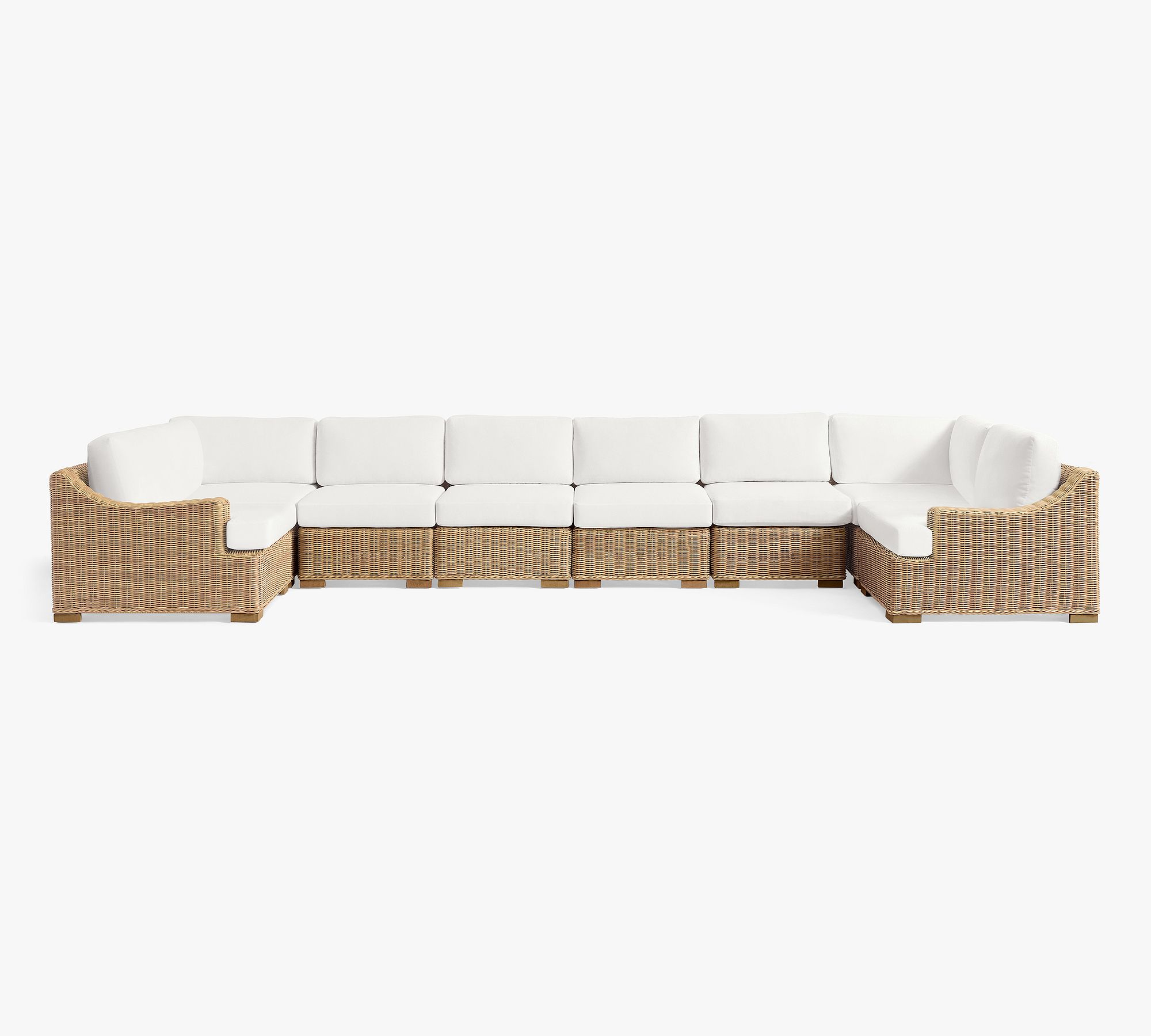 Huntington Wicker Slope Arm 8-Piece U-Shaped Outdoor Sectional (132")