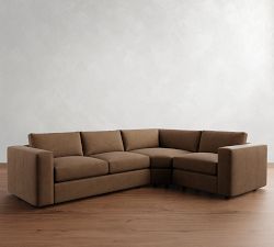 Carmel Wide Arm Leather 3-Piece Wedge Sectional (122")