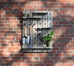 Belsay Outdoor Wooden Pegboard with Shelves