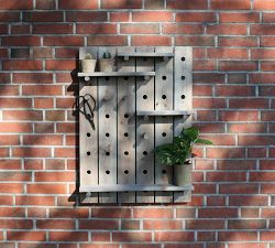 Belsay Outdoor Wooden Pegboard with Shelves