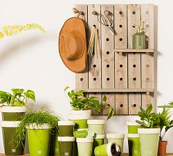Belsay Outdoor Wooden Pegboard with Shelves