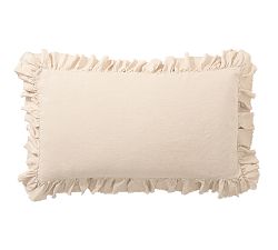 Open Box: Belgian Flax Linen Fringe Ruffle Shams, King, Set of 3 - Rosewater
