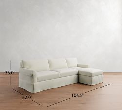 York Roll Arm Slipcovered Chaise Sectional (86"&ndash;116")