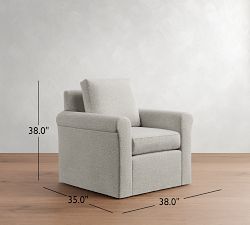 Cameron Modern Roll Arm Slipcovered Swivel Chair