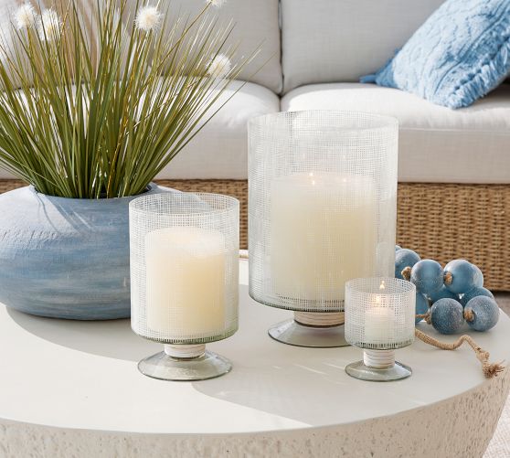Marin Etched Glass Hurricane Candle Holder | Pottery Barn