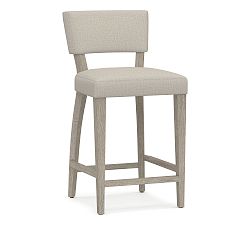 Open Box: Payson Upholstered Counter Stool (26") - Performance Heathered Tweed Pebble, Gray Wash