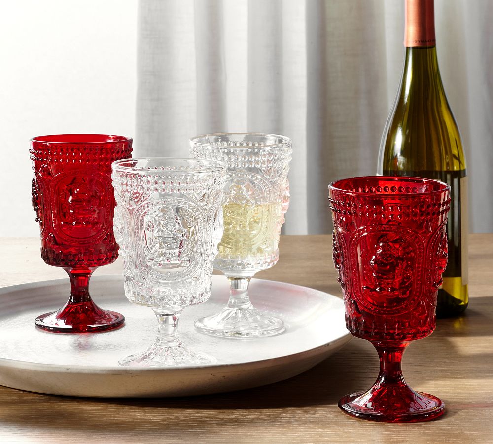Santa Embossed Goblets by Pottery Barn