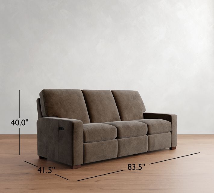 Turner Square Arm Leather Power Sofa (84