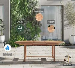 Nassau Oval Teak Extending Outdoor Dining Table (71"-95")