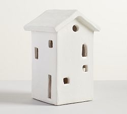 Open Box: Handcrafted Ceramic Christmas Village House, XL - White