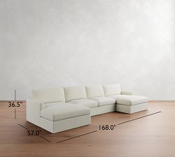 Westwood Slim Arm Slipcovered Double Chaise Sectional (173"&ndash;185")