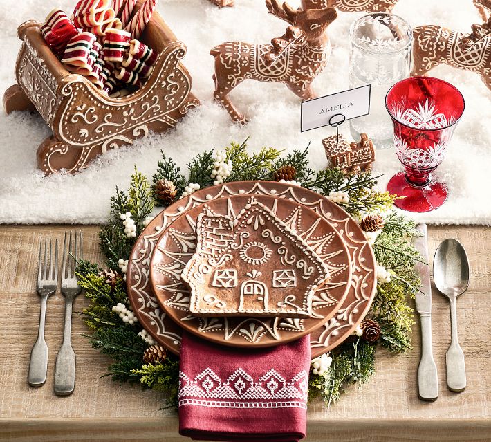 Gingerbread House Appetizer Plates - Set of 4 | Pottery Barn