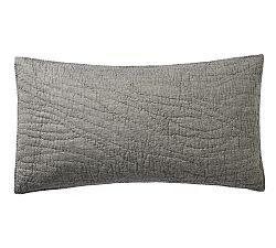 Open Box: Belgian Flax Linen Handcrafted Quilted Sham, King Set of 2 - Heathered Charcoal