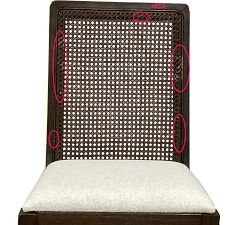 Open Box: Monty Cane Dining Chair - Performance Boucle Oatmeal, Vintage Amber