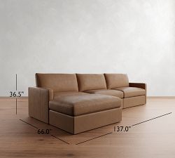 Westwood Slim Arm Leather Modular Chaise Sectional (137")