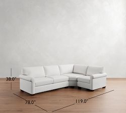 York Roll Arm 3-Piece Wedge Sleeper Sectional (119")