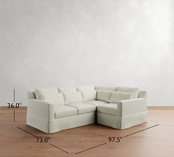 York Square Arm Deep Seat Slipcovered 3-Piece Sectional (98")