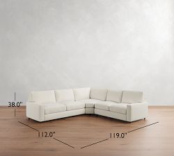 PB Comfort Square Arm 3-Piece L-Shaped Wedge Sleeper Sectional (119")