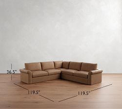 Westwood Roll Arm Leather 3-Piece L-Shaped Sectional (120")