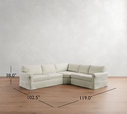 York Roll Arm Slipcovered 3-Piece L-Shaped Wedge Sleeper Sectional (119")