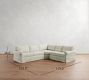 York Roll Arm Slipcovered 3-Piece L-Shaped Wedge Sleeper Sectional (119")
