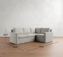 Cameron Modern Square Arm Slipcovered 3-Piece Sectional (99")