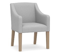 Open Box: Classic Slope Arm Upholstered Dining Armchair - Brushed Crossweave Light Gray, Seadrift Legs