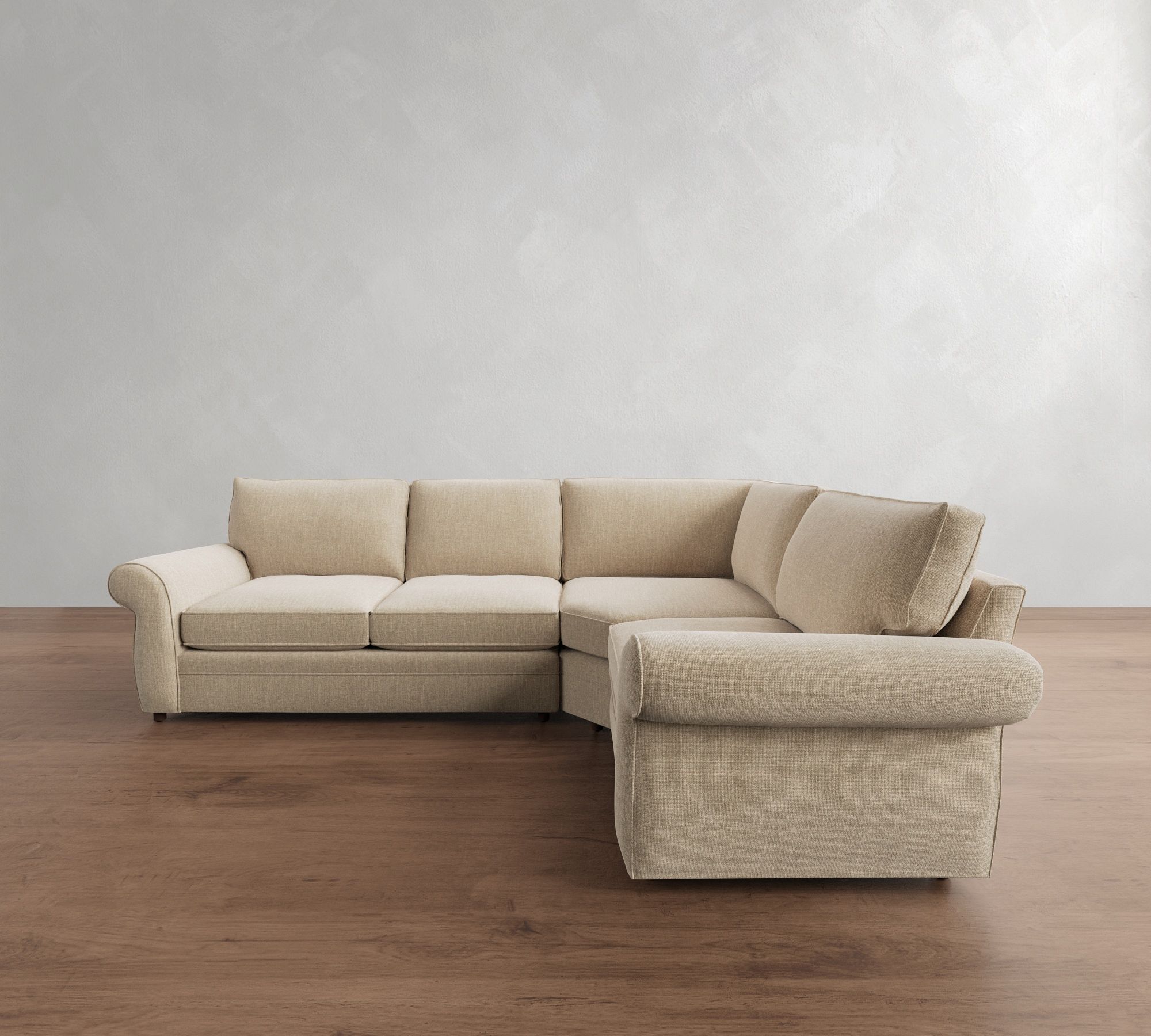 Pearce Roll Arm 3-Piece Wedge Sleeper Sectional (122")