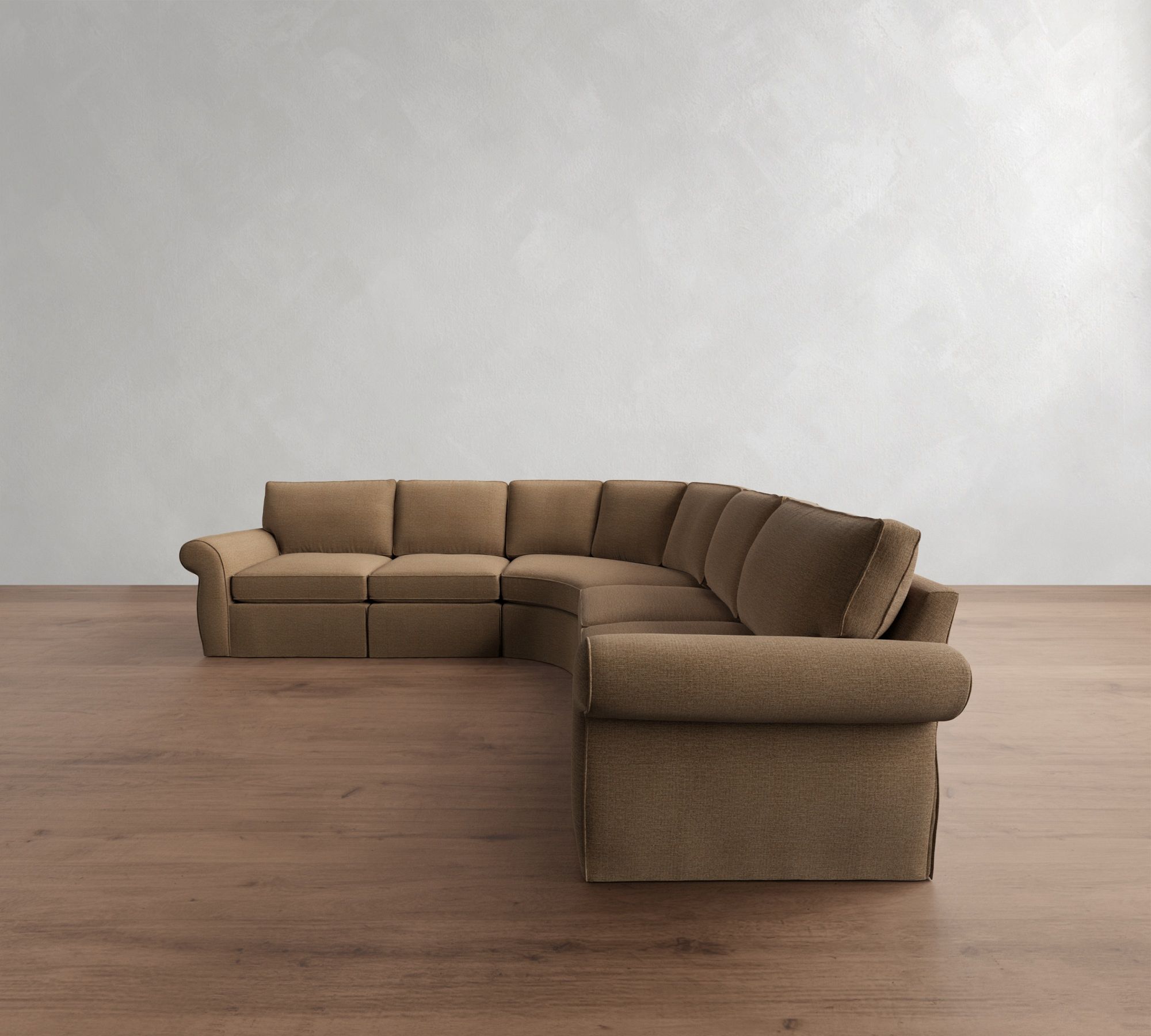 Pearce Roll Arm Slipcovered 5-Piece Curved Wedge Sectional (130") - thumbnail 5