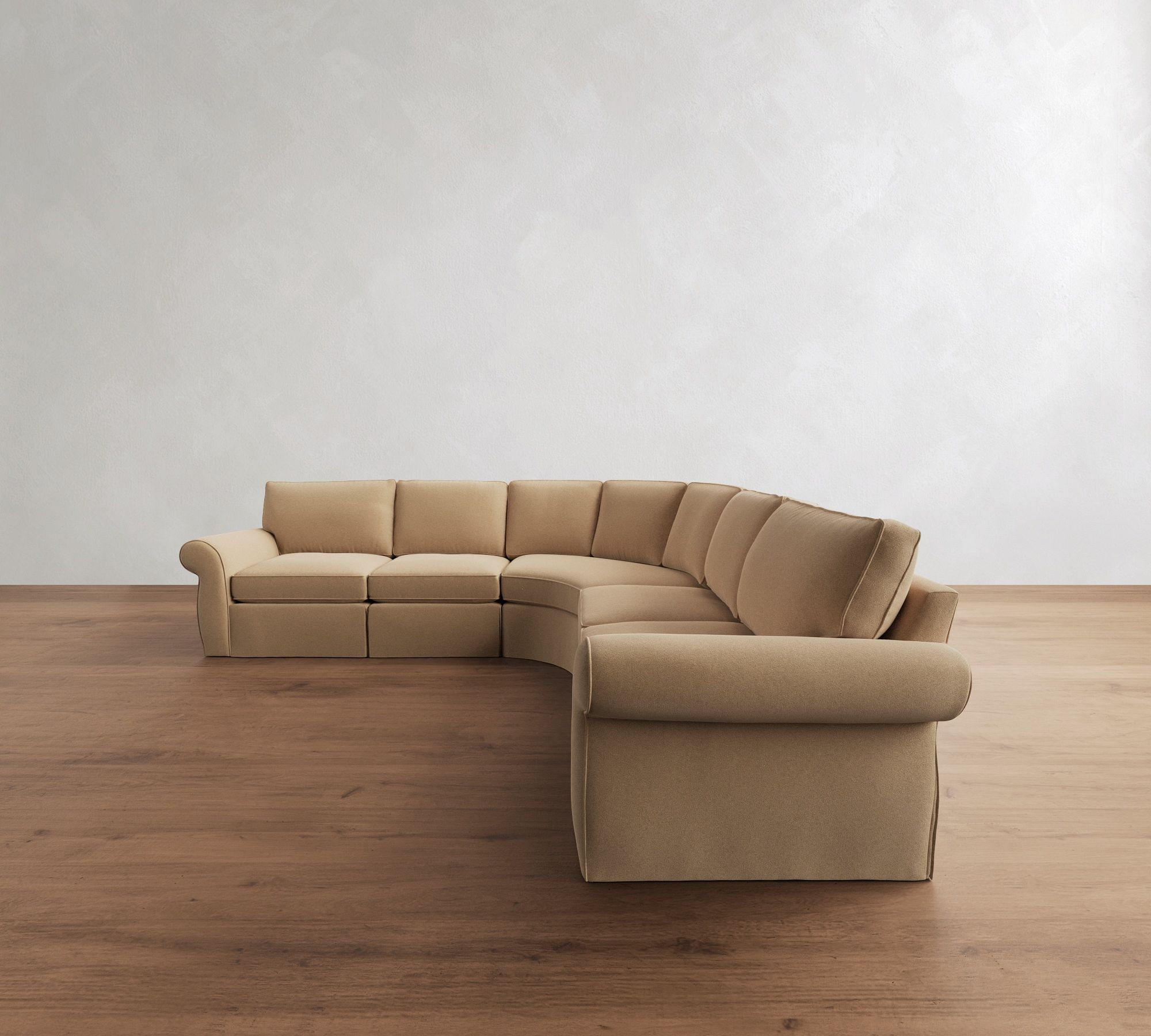 Pearce Roll Arm Slipcovered 5-Piece Curved Wedge Sectional (130") - thumbnail 8