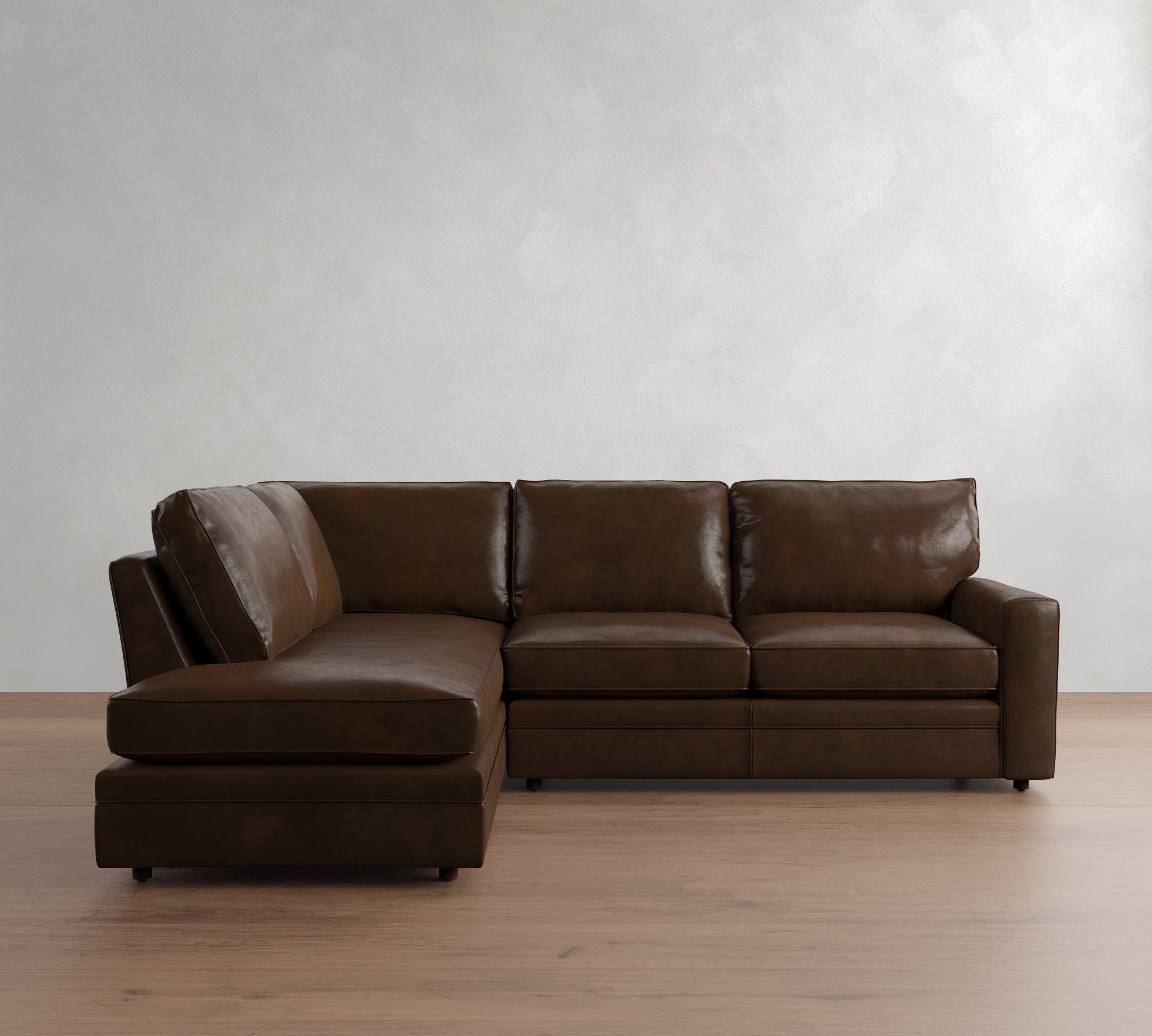 Pearce Square Arm Leather Return Bumper Sectional (112") - thumbnail 9