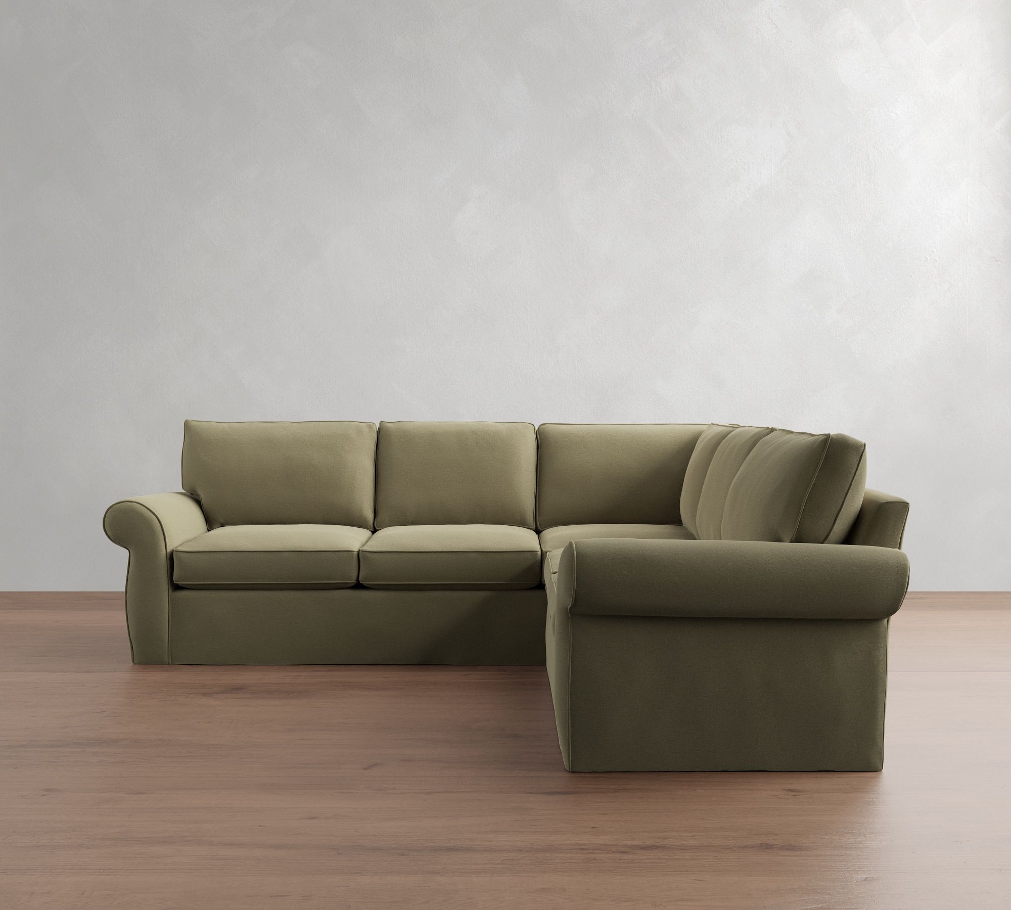 Pearce Roll Arm Slipcovered 4-Piece L-Shaped Sectional (114")