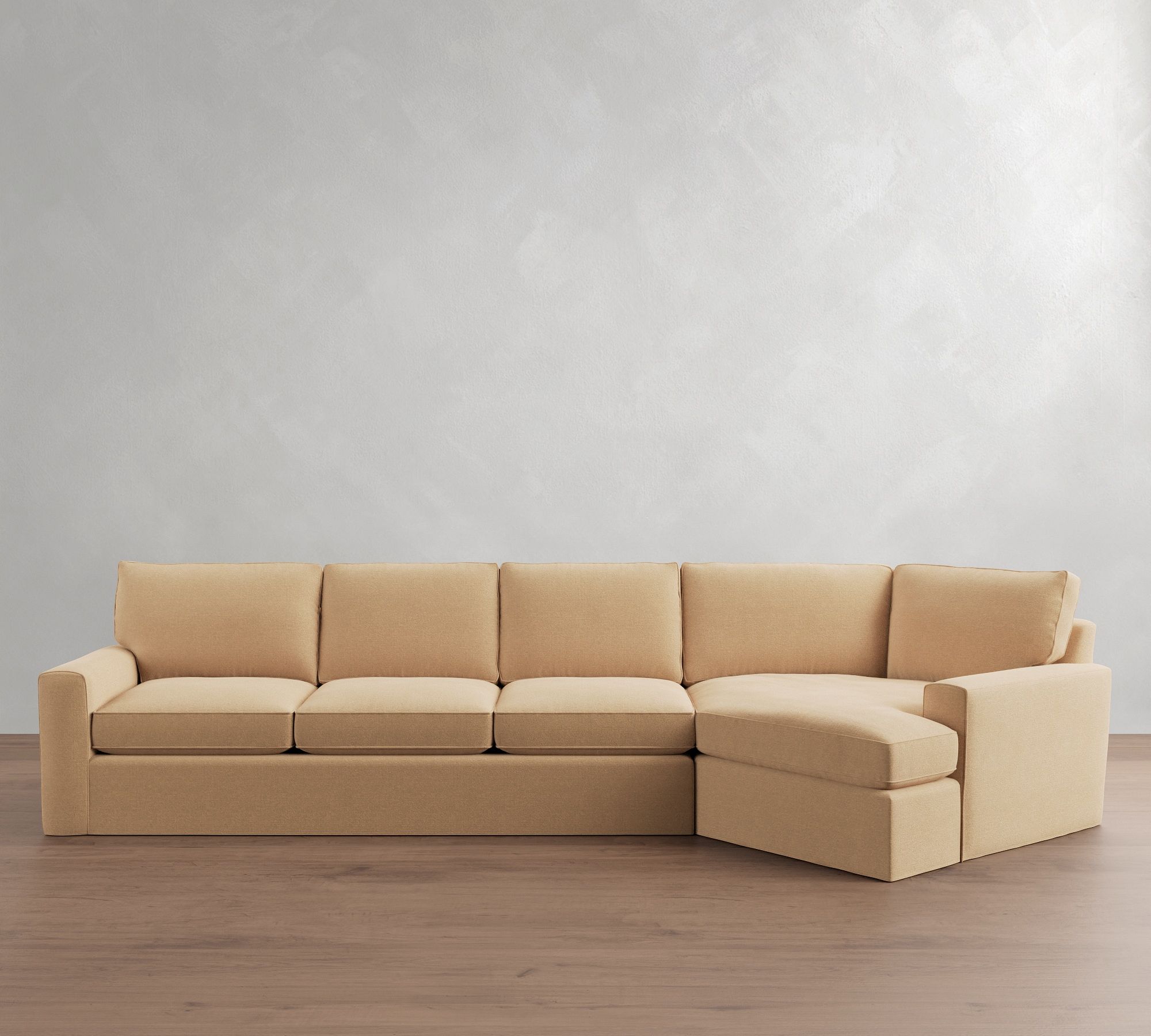 Pearce Square Arm Slipcovered Cuddle Chaise Sectional (133"-163")