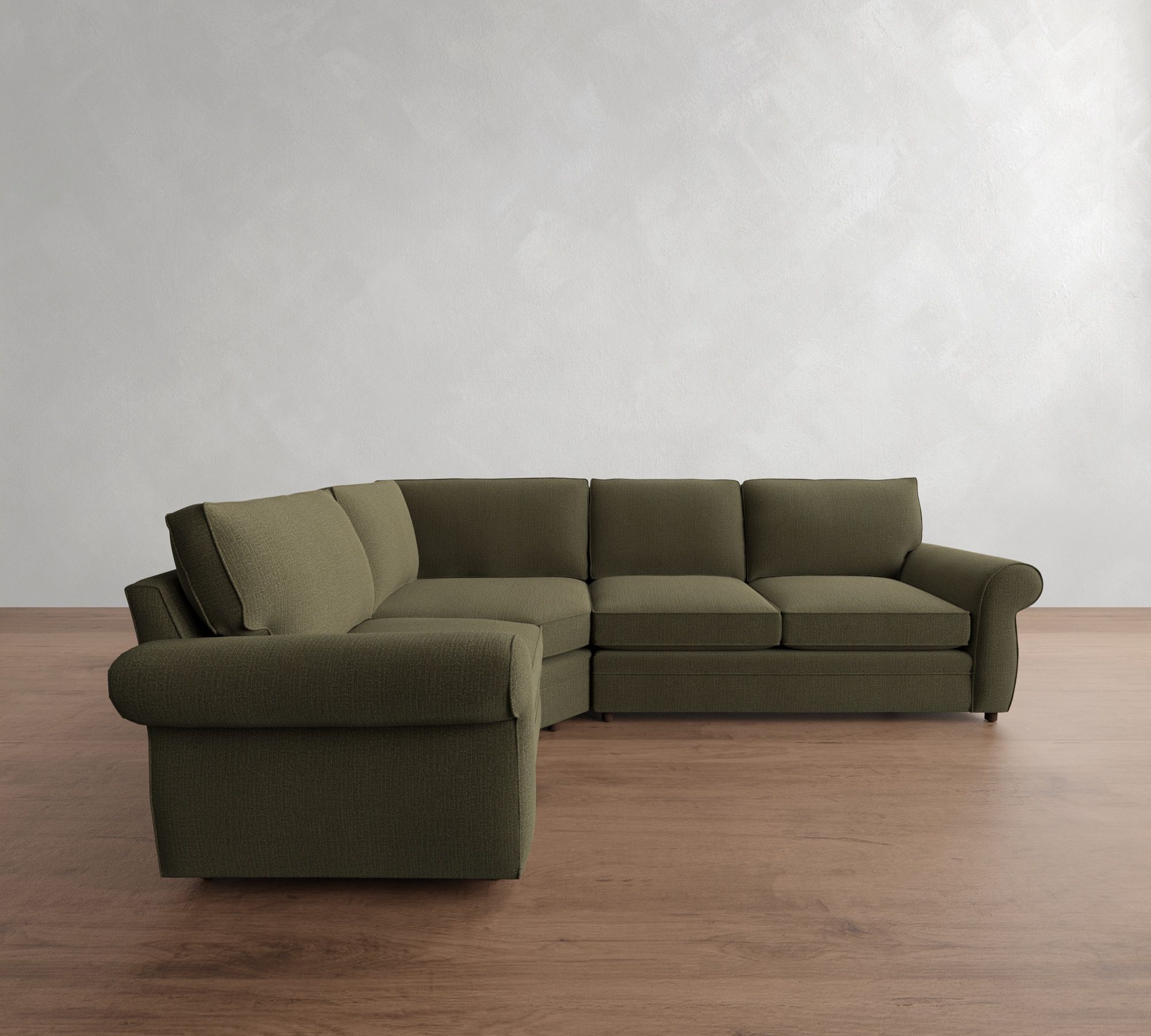 Pearce Roll Arm 3-Piece L-Shaped Wedge Sleeper Sectional (122")