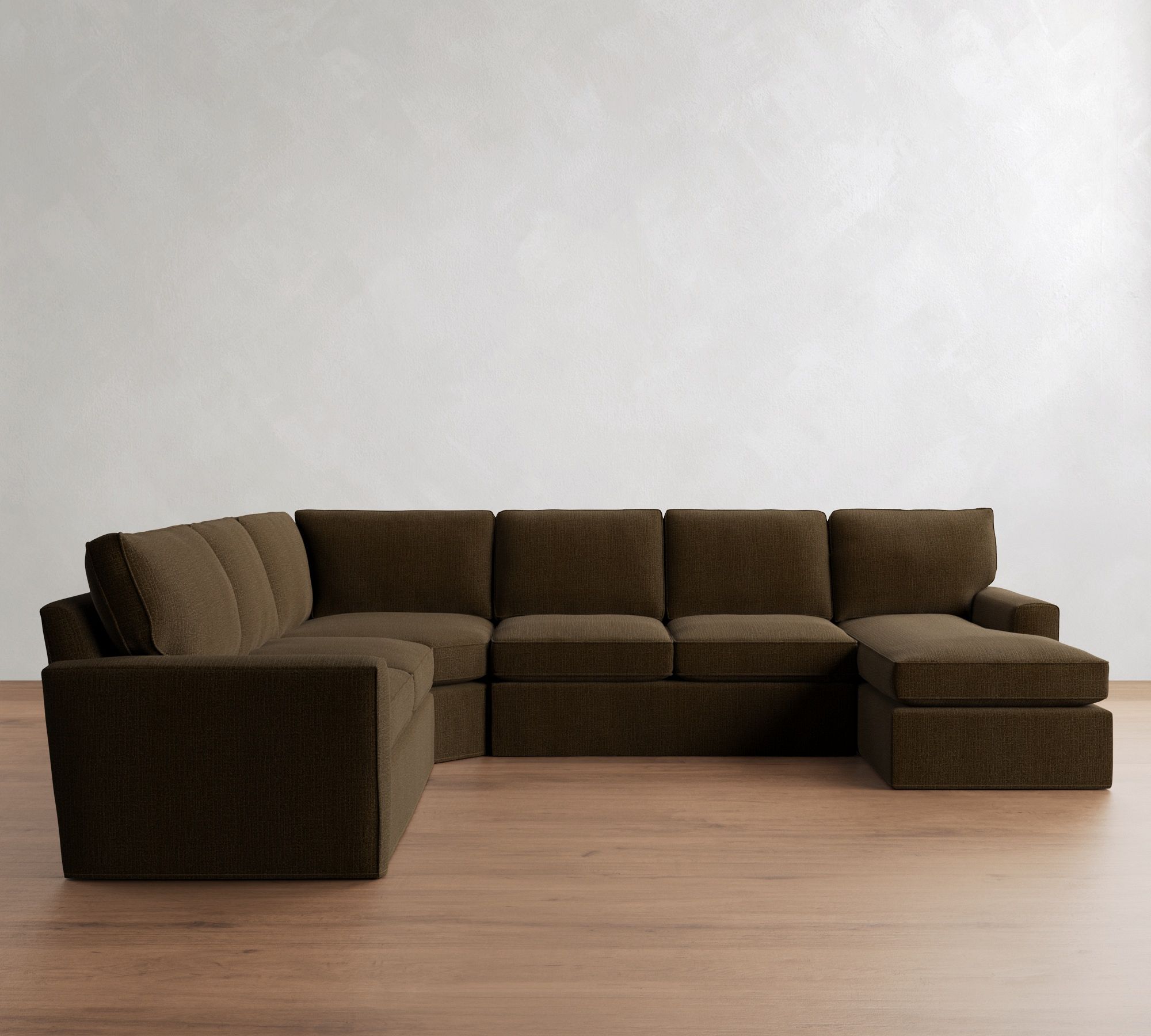 Pearce Square Arm Slipcovered L-Shaped Wedge Chaise Sectional (142")