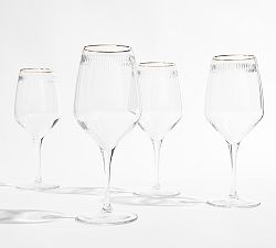 Etched Gold Rim Wine Glasses - Set of 4