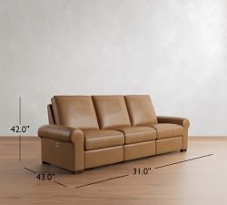 Turner Roll Arm Leather Power Reclining Sofa (79"&ndash;110")