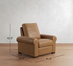 Turner Roll Arm Leather Power Recliner