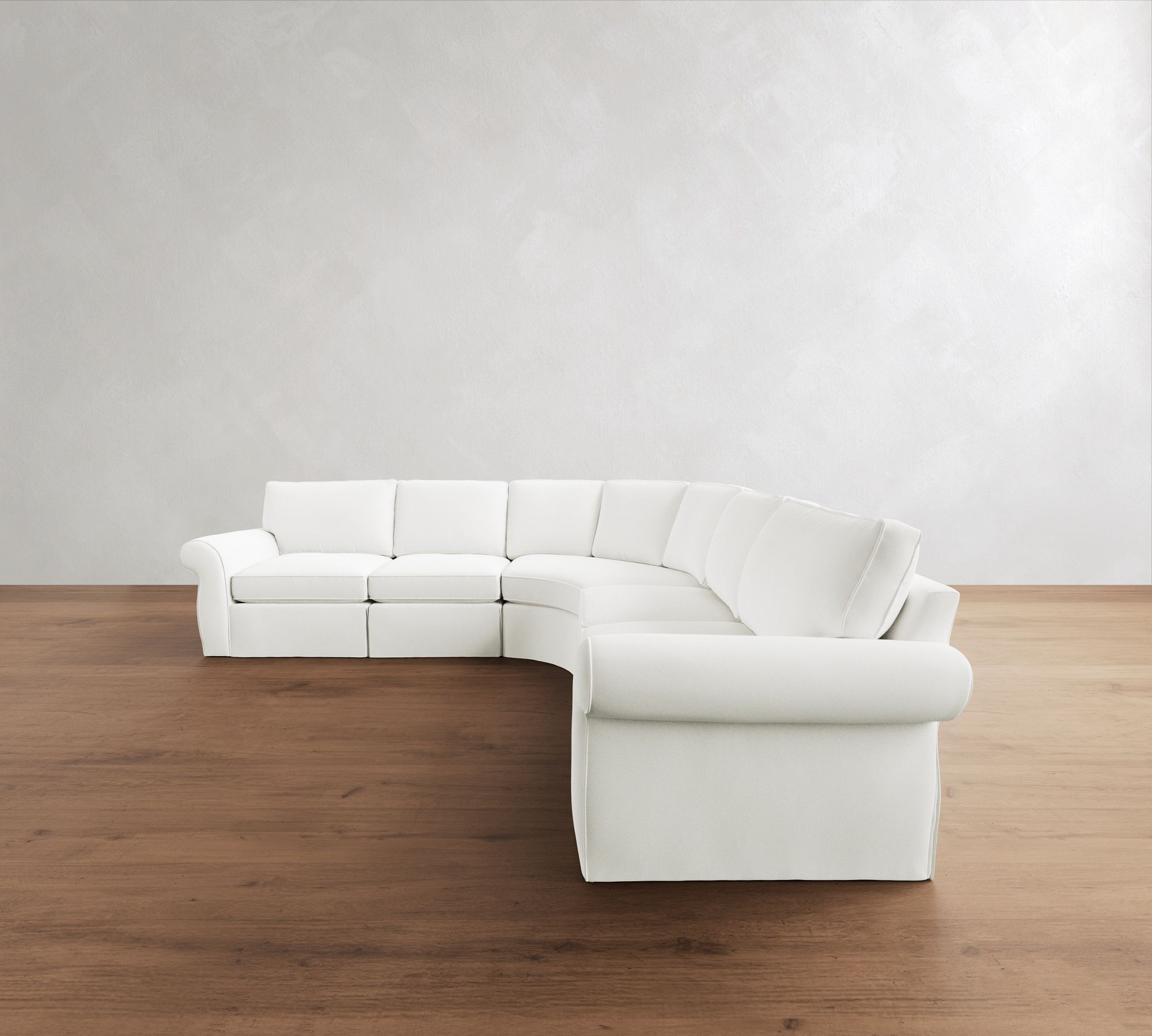 Pearce Roll Arm Slipcovered 5-Piece Curved Wedge Sectional (130") - thumbnail 9