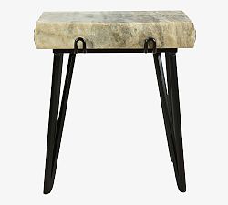 Open Box: Esquimalt Square Marble End Table (19") - Matte Black, Sand Brown Marble