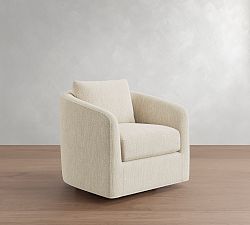 Open Box: Remmy Upholstered Petite Swivel Chair (32") - Performance Boucle Oatmeal
