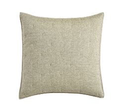 Open Box: Belgian Flax Linen Tufted Quilted Shams, Euro, Set of 2 - Aloe