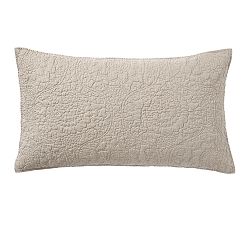 Open Box: Belgian Flax Linen Floral Stitch Quilted Sham, King, Set of 2 - Warm Gray