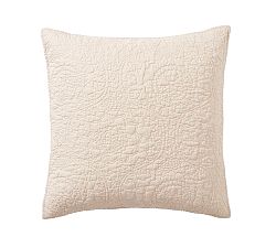 Open Box: Belgian Flax Linen Floral Stitch Quilted Shams, Euro, Set of 2 - Rosewater